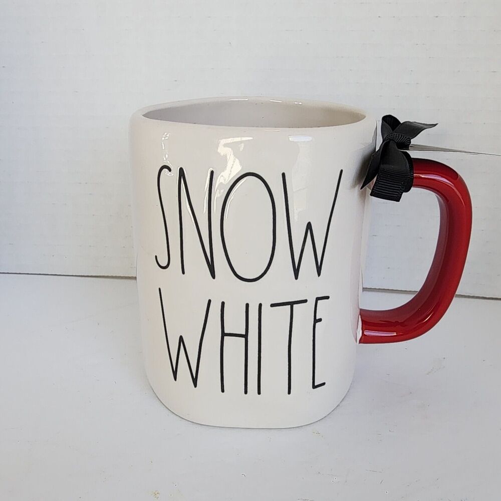 Rae Dunn Disney SNOW WHITE Mug Double Sided Red Handle Coffee Cup Artesian NWT